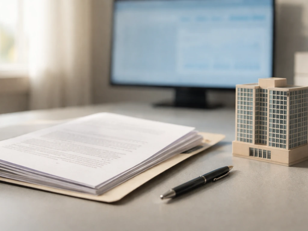 Minimal desk scene with generic financial filing papers and a pen, symbolizing ownership evidence.