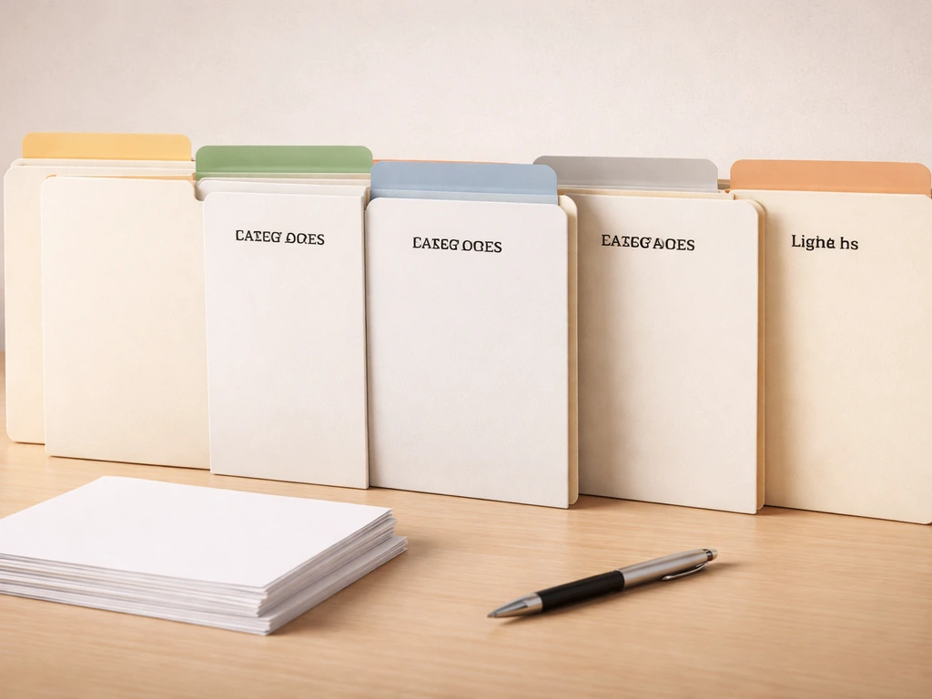Close-up of organized document folders and paperwork on a light desk, hinting at income and asset categories.